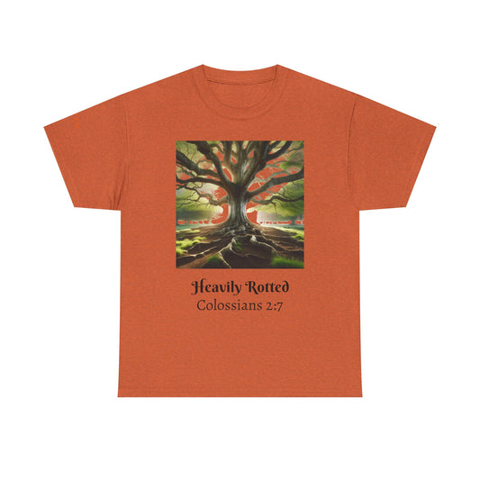 Heavily Rooted Tree Tee | Unisex Heavy Cotton T-Shirt, Inspirational T-Shirt, Nature Tee, Faith Based Apparel, Gift for Nature Lovers