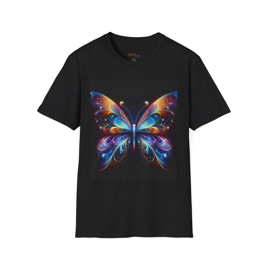 Colorful Butterfly Unisex Softstyle T-Shirt, Nature-Inspired Gift, Casual Wear, Summer Fashion, Butterfly Lover Tee